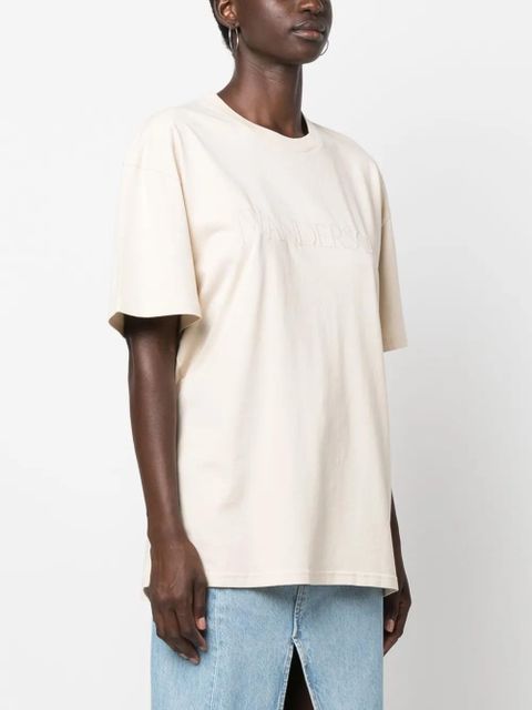 JW Anderson logo-embroidered cotton T-shirt - Neutrals