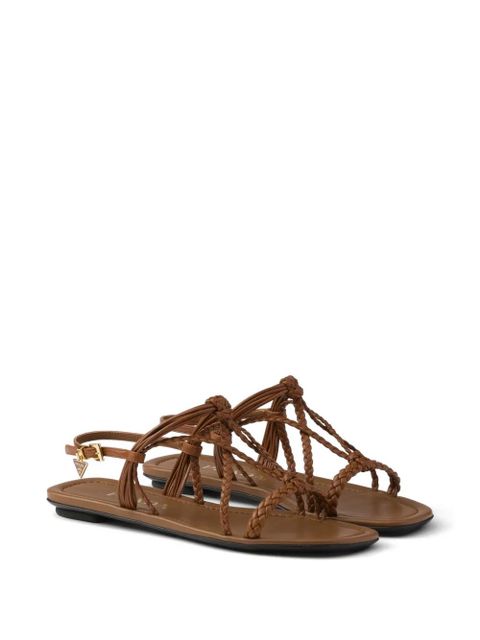 Prada flat leather sandals - Brown - zdjęcie produktu nr 2