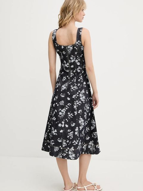 Karl Lagerfeld sukienka jeansowa kolor granatowy midi rozkloszowana A3W13004