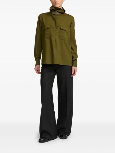 Yves Salomon high-neck blouse - Green