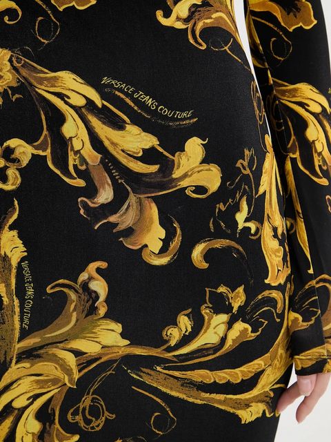 Versace Jeans Couture sukienka kolor czarny midi dopasowana 79HAO920 JS500