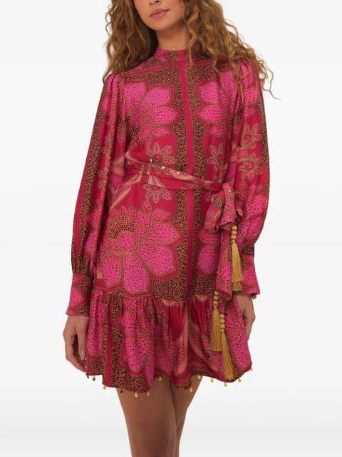 FARM Rio tassel-embellished patterned mini dress - Pink - zdjęcie produktu nr 1