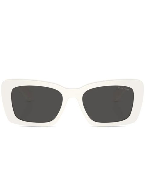 Miu Miu Eyewear logo-plaque square-frame sunglasses - White - zdjęcie produktu nr 1