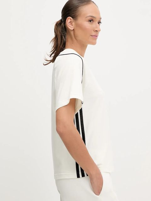 adidas t-shirt bawełniany Stadium damski kolor beżowy JW0450