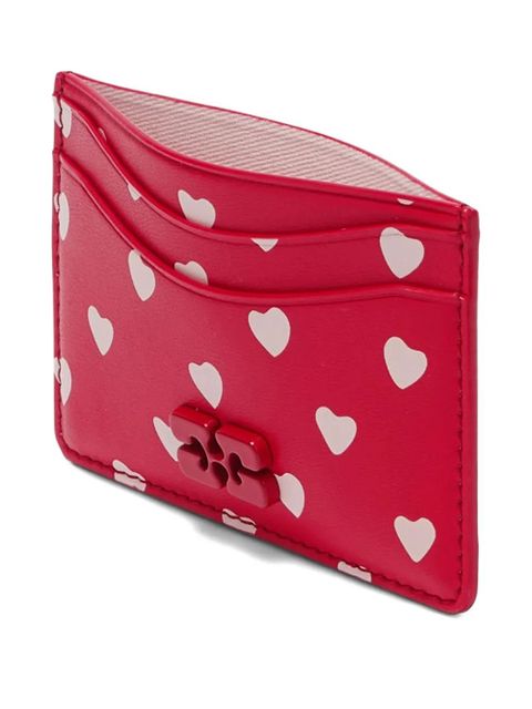 GANNI heart-print card holder - Red