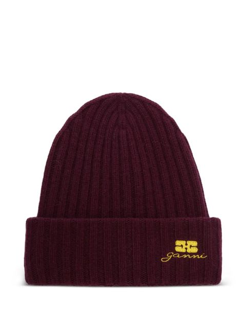 GANNI ribbed beanie - Red - zdjęcie produktu nr 1