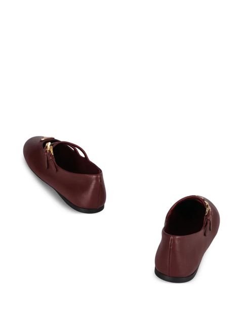 Prada double-buckle leather ballet flats - Red