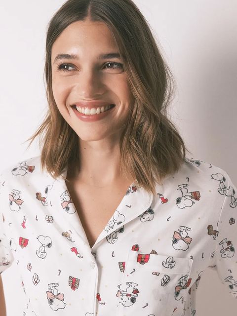 women'secret piżama bawełniana SNOOPY damska kolor beżowy bawełniana 3132214