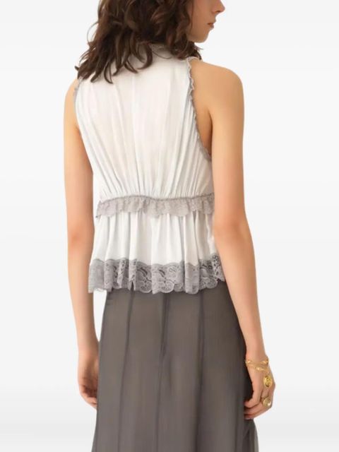 Chloé lace-trim sleeveless blouse - Grey - zdjęcie produktu nr 2