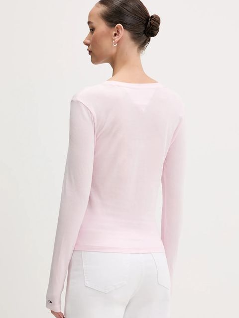 Tommy Jeans longsleeve bawełniany kolor różowy DW0DW21844 - zdjęcie produktu nr 2
