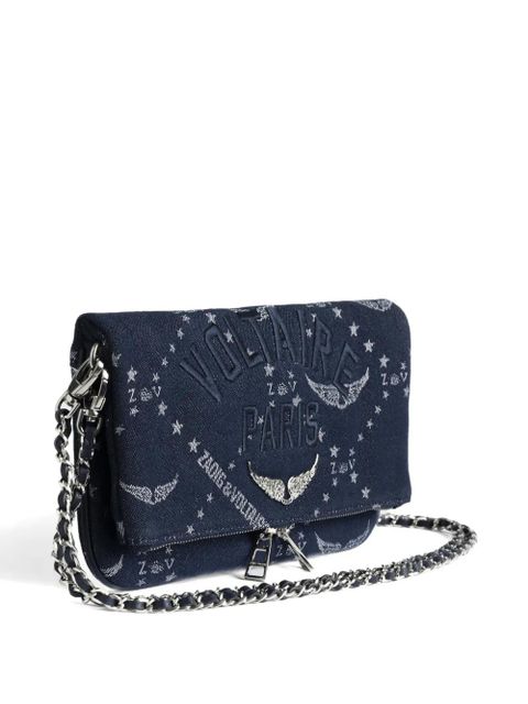 Zadig&Voltaire Rock Denim Monogram chain crossbody bag - Blue
