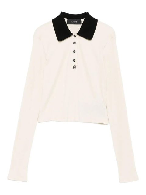 AMIRI ribbed-knit polo top - Neutrals
