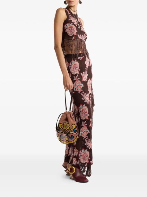 ETRO fringed floral-print asymmetric skirt - Brown - zdjęcie produktu nr 2