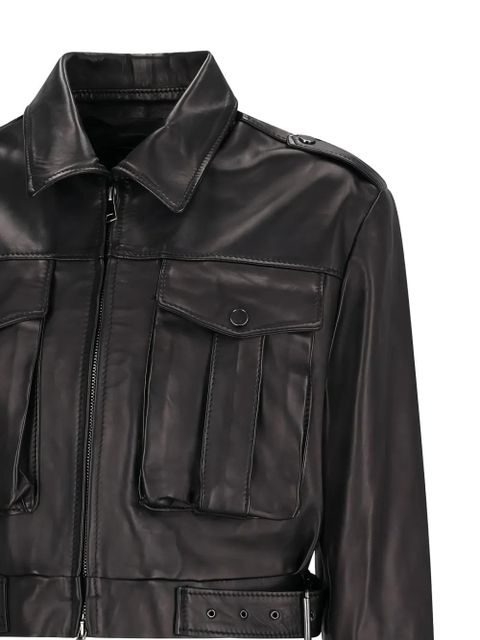Alessandra Rich zip-up leather jacket - Black