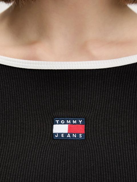 Tommy Jeans longsleeve kolor czarny odkryte plecy DW0DW21839