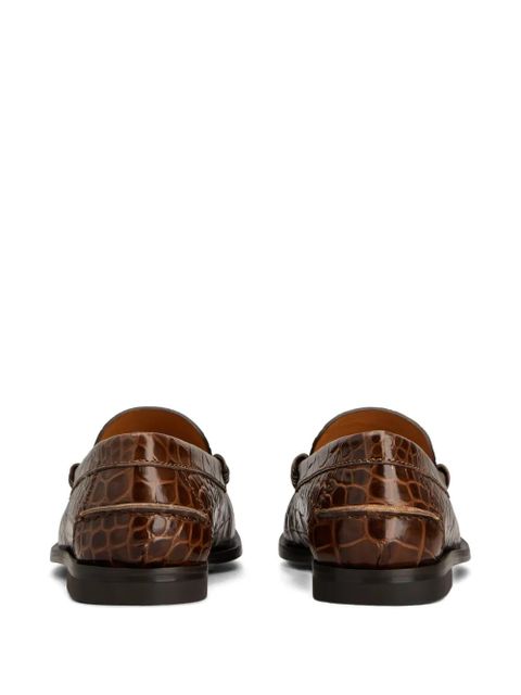 Tod's Oval-T leather-embossed loafers - Brown