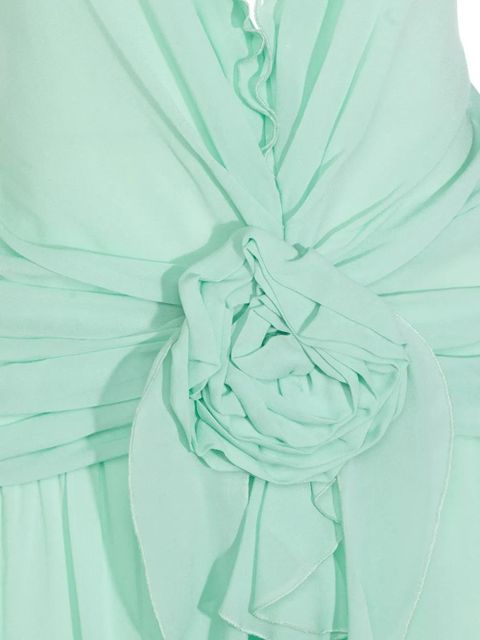 Blumarine ruffled floral-appliqué dress - Green