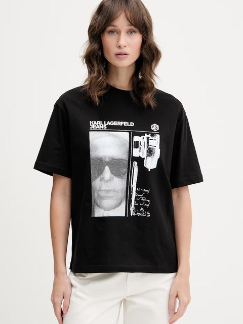 Karl Lagerfeld Jeans t-shirt damski bawełniany - zdjęcie produktu nr 2