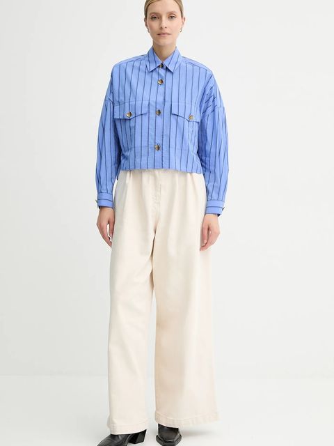 Sessun koszula damska kolor niebieski relaxed z kołnierzykiem klasycznym 25110003