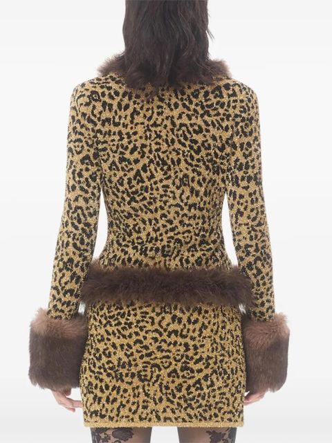 Valentino Garavani animal-print feather-trimmed cardigan - Yellow
