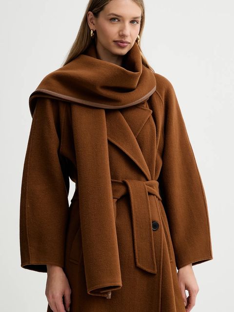 Liviana Conti płaszcz wełniany kolor brązowy F5WW69