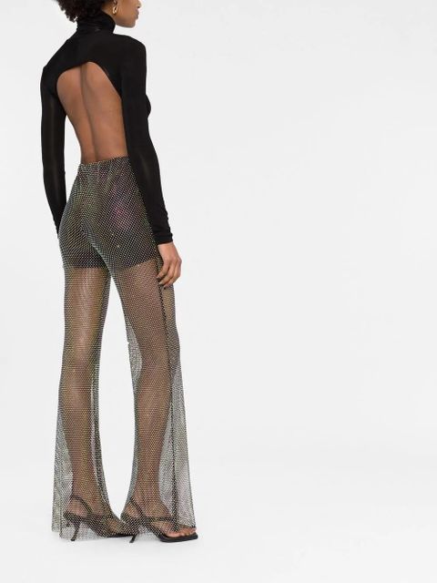 ROTATE BIRGER CHRISTENSEN crystal-embellished sheer trousers - Black