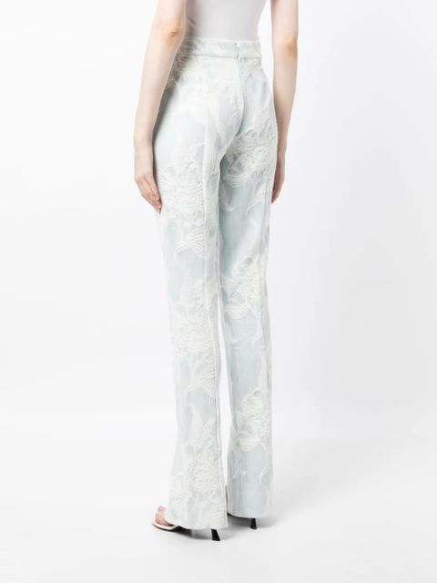 ZIMMERMANN floral-embroidery straight-leg jeans - Blue