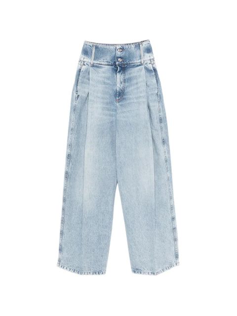 Sportmax Salbatro button-embellished pleated denim trousers - Blue - zdjęcie produktu nr 1
