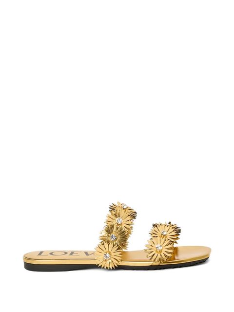 LOEWE flower-embellished flat sandals - Gold - zdjęcie produktu nr 1