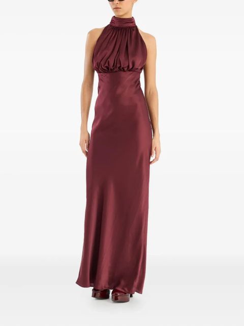 ROTATE BIRGER CHRISTENSEN high-neck silk maxi dress - Red - zdjęcie produktu nr 2