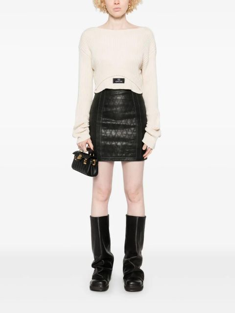 Balmain quilted leather mini skirt - Black