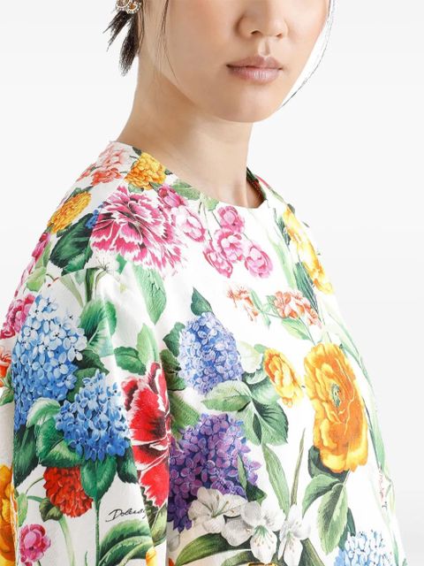 Dolce & Gabbana floral-print coat - White