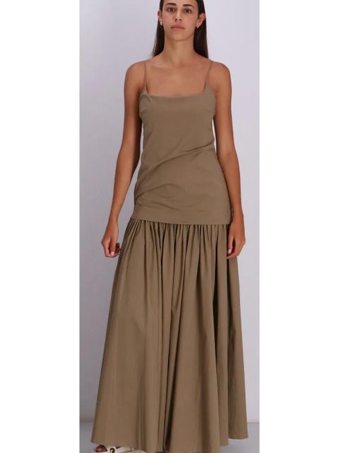 STAUD gathered-skirt slip midi day dress - Brown - zdjęcie produktu nr 2
