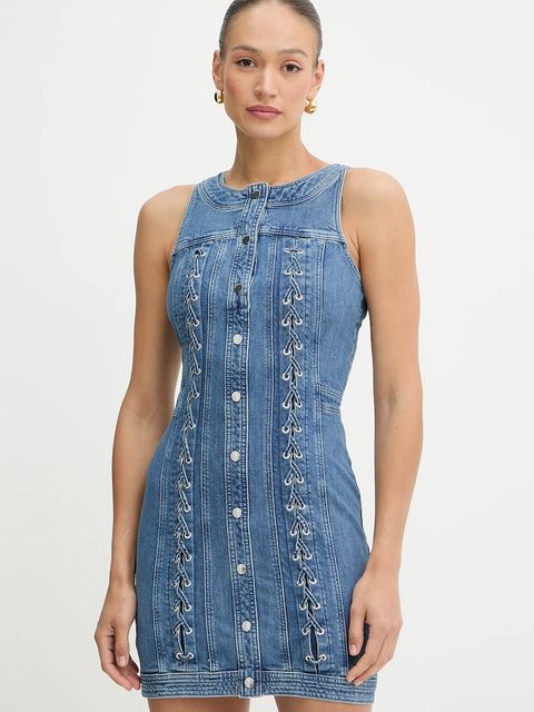 Guess sukienka jeansowa LISBETH kolor niebieski mini dopasowana W5GK93 D4H7C - zdjęcie produktu nr 1