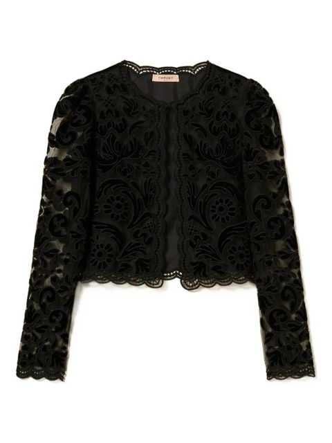 TWINSET lace-floral single-button cardigan - Black - zdjęcie produktu nr 1
