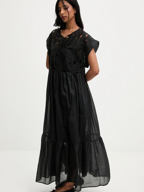 Answear.LAB sukienka kolor czarny maxi rozkloszowana