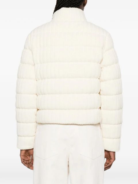 Moncler knitted zip-up puffer jacket - Neutrals