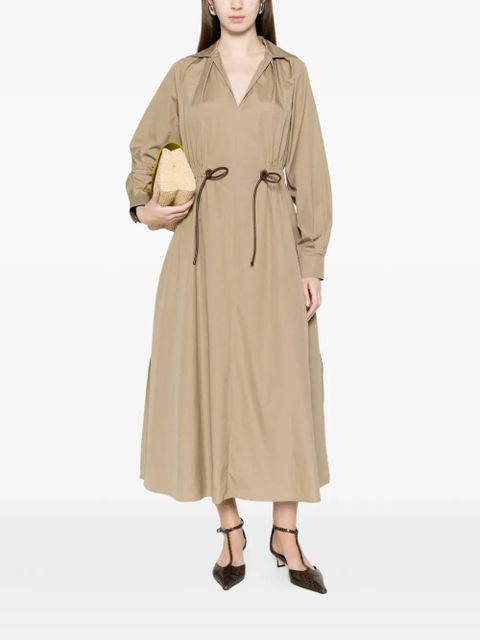 Max Mara Pedaggi drawstring V-neck midi dress - Neutrals - zdjęcie produktu nr 2