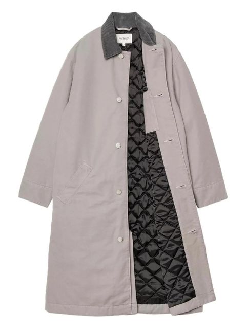 Carhartt WIP corduroy-collar button coat - Grey