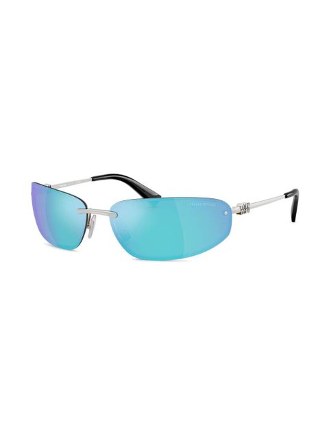 Miu Miu Eyewear oval-frame sunglasses - Silver - zdjęcie produktu nr 2