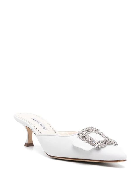 Manolo Blahnik 50mm Maysale mules - White - zdjęcie produktu nr 2