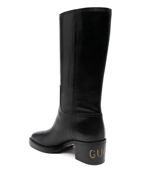 Gucci 45mm logo-studded boots - Black