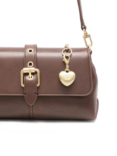 Maje buckle chain leather shoulder bag - Brown