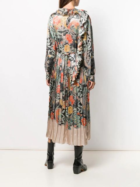 Valentino Garavani oriental print satin dress - Neutrals