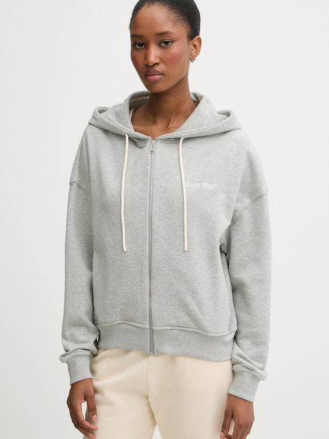 Calvin Klein Underwear bluza lounge damska kolor szary z kapturem gładka LV00QS7513 - zdjęcie produktu nr 1
