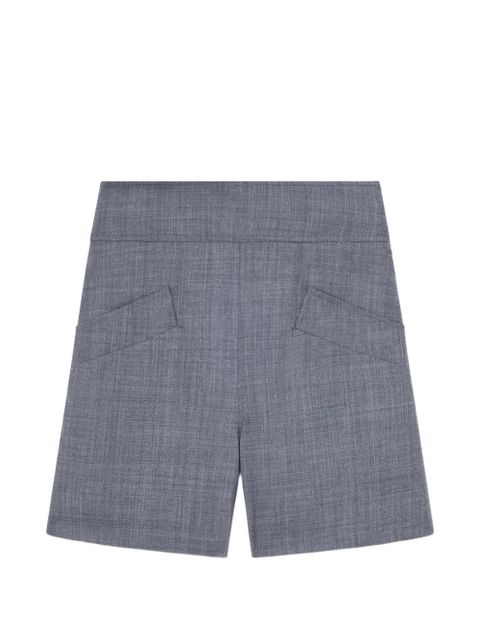 GANNI mélange-effect high-waisted shorts - Grey - zdjęcie produktu nr 1