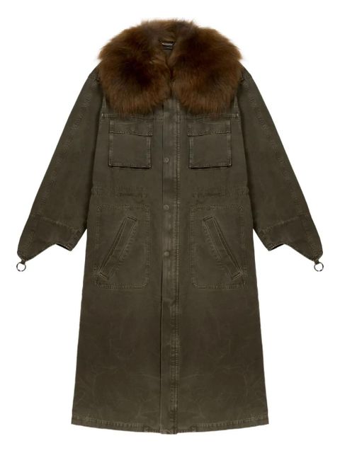 Blumarine fur-collar parka coat - Green - zdjęcie produktu nr 1