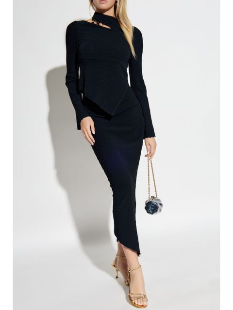 Cult Gaia plissé asymmetric midi skirt - Black - zdjęcie produktu nr 2