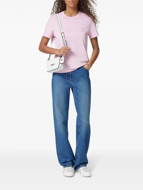 Versace logo-embroidered fringed T-shirt - Pink - zdjęcie produktu nr 2