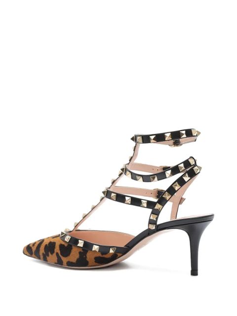 Valentino Garavani Rockstud animal-print heeled sandals - Brown